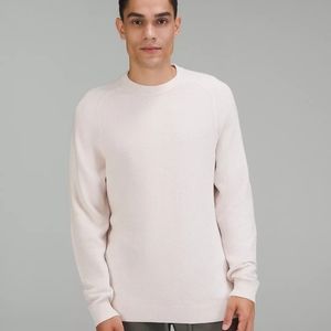 LULULEMON Textured Knit Crewneck Sweater - L - Heathered Natural Ivory